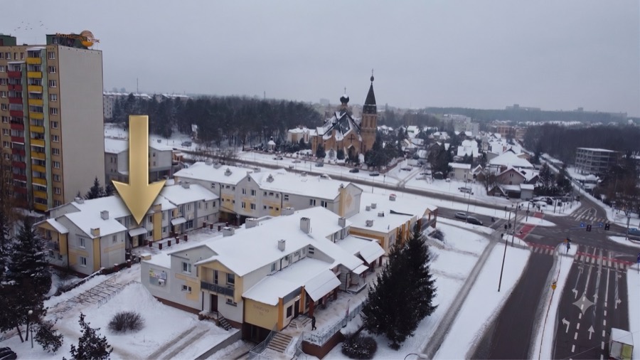 Widok z lotu ptaka na budynek gabinetu od strony ul. Witosa