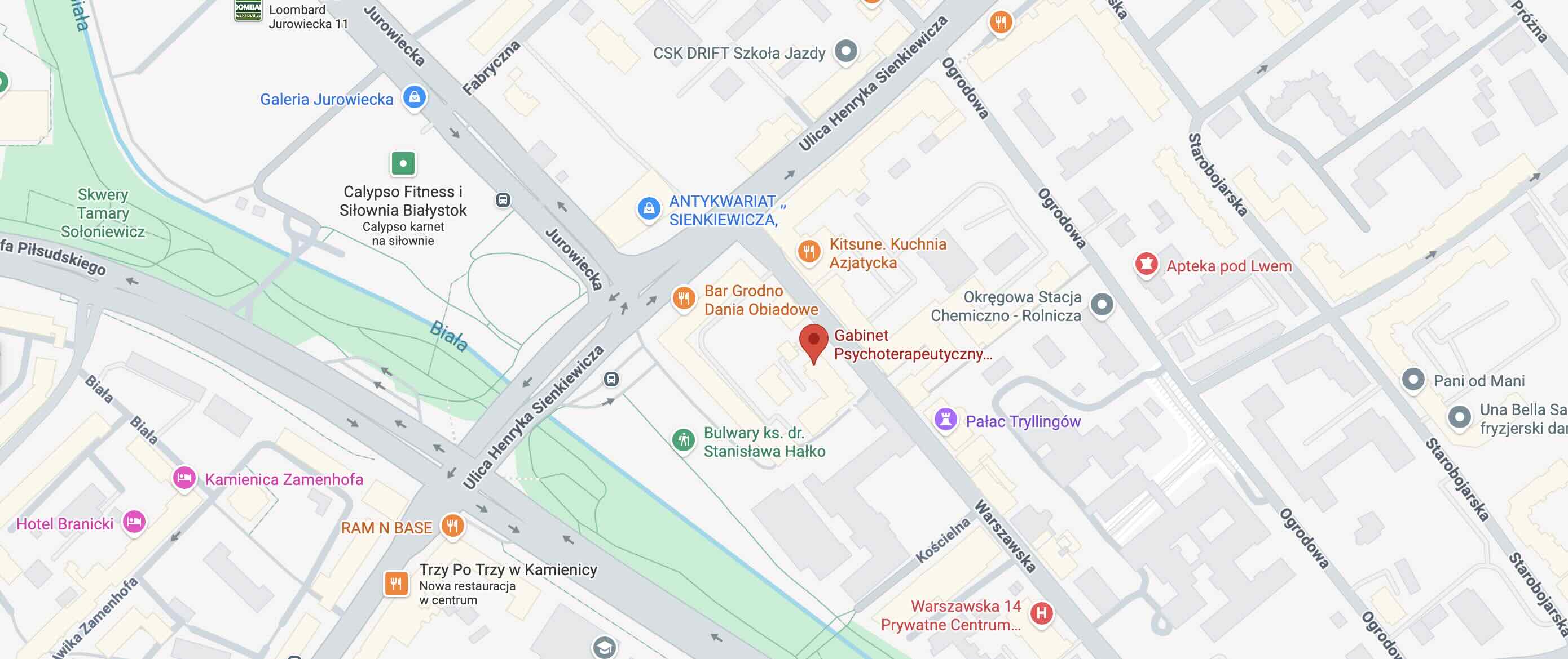 Mapa dojazdu - ul. Warszawska 6/35, Białystok